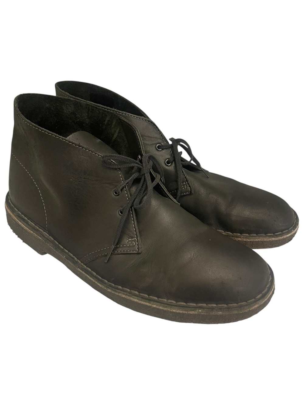CLARKS Original Desert Boots Classic Black Leather Chukka Boots Men's 10.5